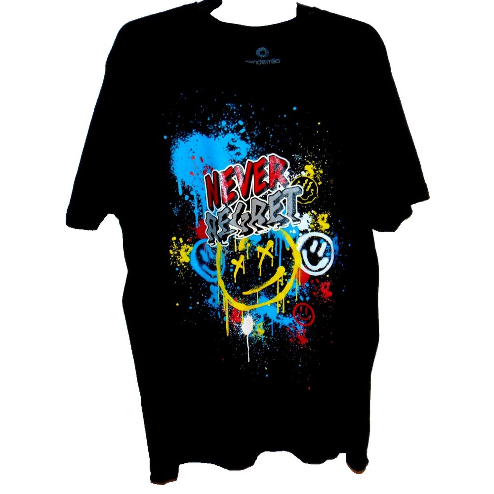 T-Shirt Men's L Black Multicolor Graphic Print Short Sleeve Akademiks